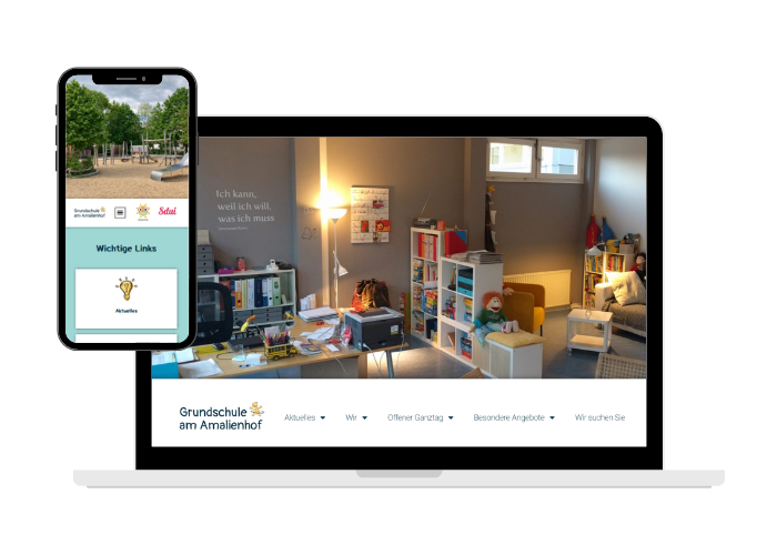 Desktop und mobile Website von der Grundschale GS Amalienhof
