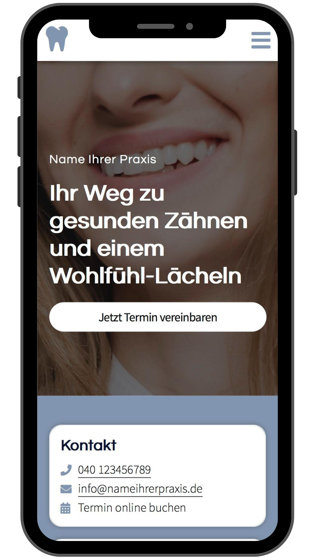 Webdesign fuer Zahnärzte_Hamburg_Beispiel Website Phone