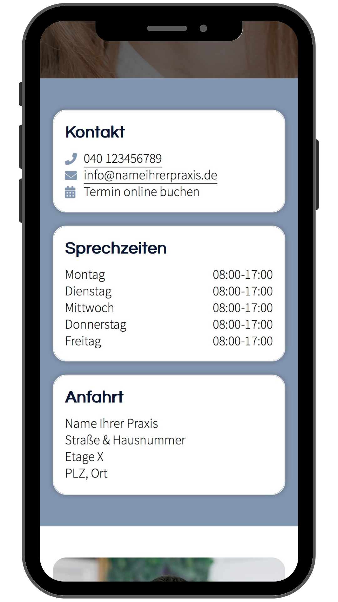 Webdesign fuer Zahnärzte_Hamburg_Beispiel Website Phone