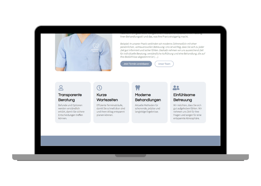 Webdesign fuer Zahnärzte_Hamburg_Beispiel Website Desktop