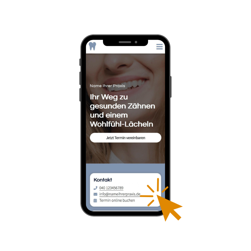 Webdesign fuer Zahnärzte_Hamburg_Beispiel Website Handy Ansicht